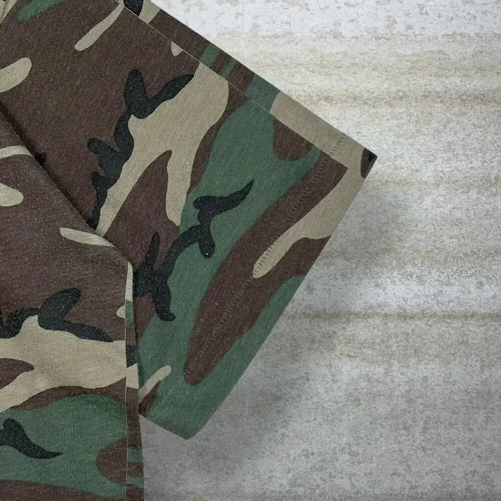 Vintage 90s Woodland Shirt Mens M Hunting Camo Cotton Short Sleeve Made USA